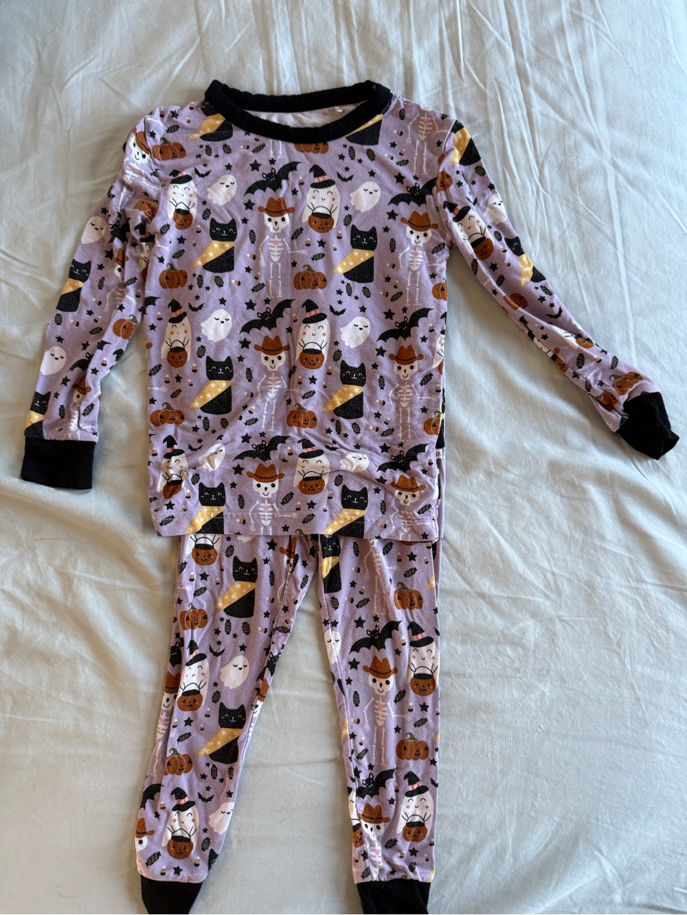 Spooky Cute Halloween Purple Bamboo Kids Pajama Set from Emerson and Friends 2T